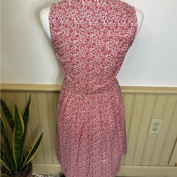 J.Crew Liberty London Red Floral Cotton Dress Sz 2 | Cottagecore Midi Sundress - Picture 5 of 13